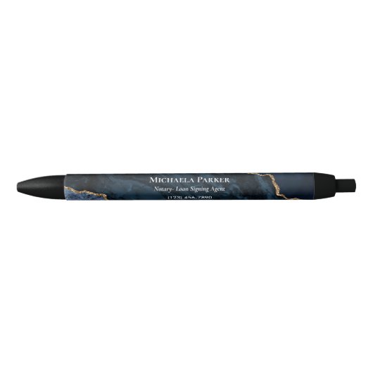 Stylo Noir Marine Blue Gold Agate White Modern Business (Devant)