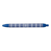 Stylo Noir Marine Blue Stripes monogrammes personnalisés (Devant)