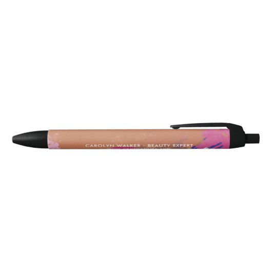 Stylo Noir Marine et fuchsia - traçages d'aquarelle - nom (Haut)