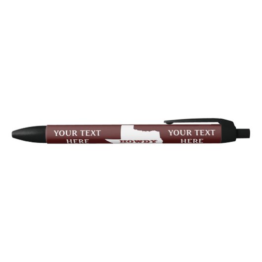 Stylo Noir Maroon Custom Text Texas Plan Howdy Texan (Haut)