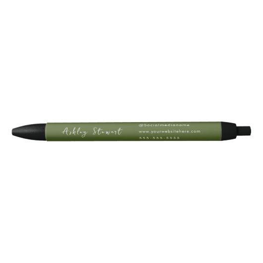 Stylo Noir Marque de nom de script promotionnel moderne Moss  (Devant)