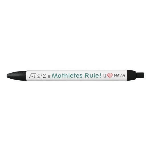 Stylo Noir Mathletes Règle I Love Math et i 8 sum pi Fun (Devant)