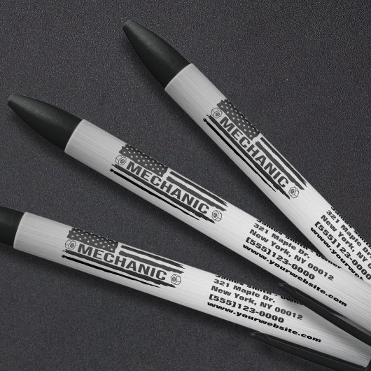 Stylo Noir Mécanique American Flag Auto Repair Business Logo