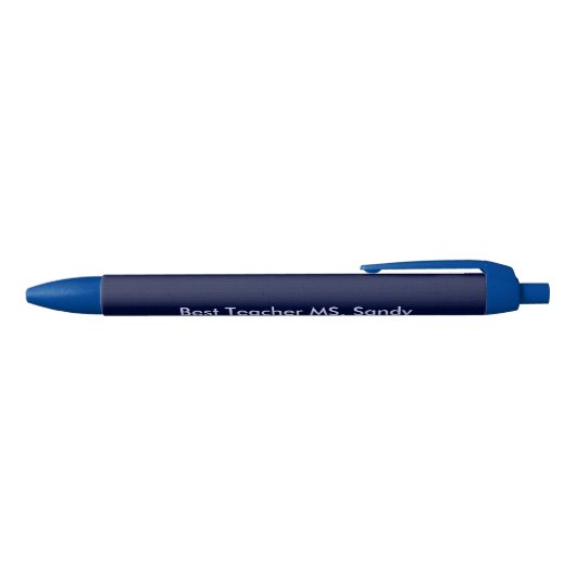Stylo Noir Meilleur Enseignant Ajouter Nom Bleu Texturé (Haut)
