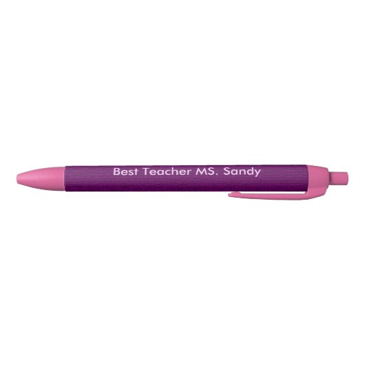 Stylo Noir Meilleur Enseignant Ajouter Nom Texturé Violet (Bas)