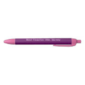 Stylo Noir Meilleur enseignant Ajouter un nom Texturé Violet (Bas)