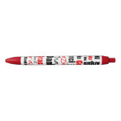 Stylo Noir Merci multilingue noir rouge typographie (Devant)
