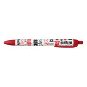 Stylo Noir Merci multilingue noir rouge typographie (Bas)