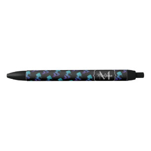 Stylo Noir Mermaid aqua blue ombre Sparkles pattern Monogram