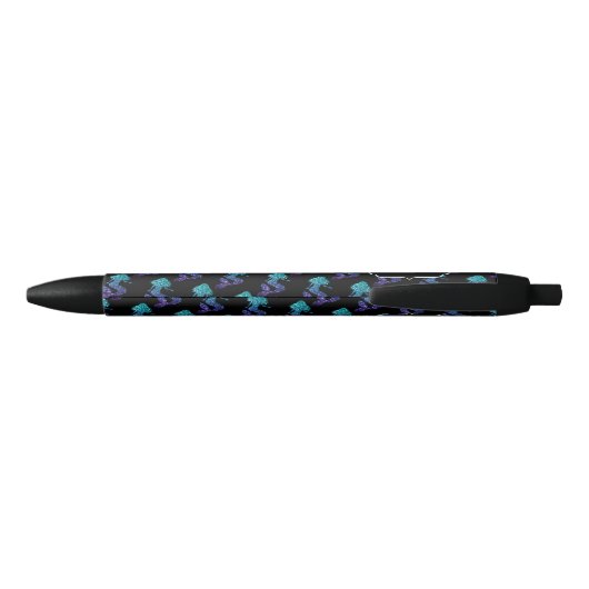 Stylo Noir Mermaid aqua blue ombre Sparkles pattern Monogram (Dos)