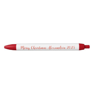 Stylo Noir Merry Christmas Red Name 2025