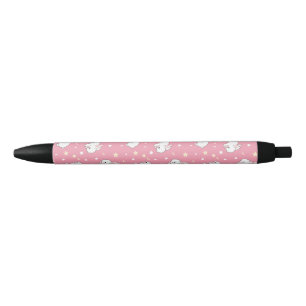 Stylo Noir Mignon Lapin Kawaii Doodle Rose