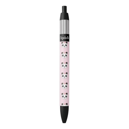 Stylo Noir Mignonne fille Panda rose (devant Vertical)