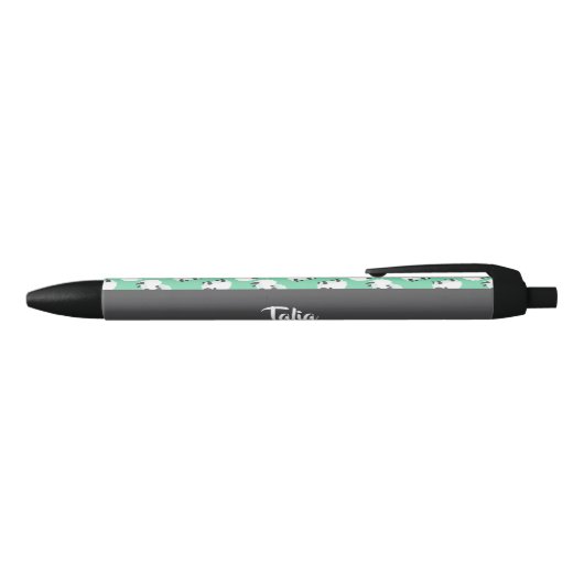 Stylo Noir Mignons moutons sur motif vert (Haut)