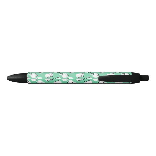 Stylo Noir Mignons moutons sur motif vert (Dos)