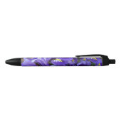 Stylo Noir Miniature Bleu Irises Printemps Floral (Haut)