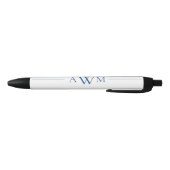 Stylo Noir Minimalist Blue Three Letter Monogram (Bas)