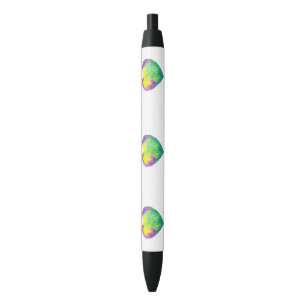 Stylo Noir Minimaliste Je t'aime coeur d'aquarelle arc-en-cie