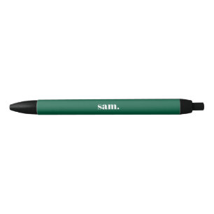 Stylo Noir Minimaliste texte personnalisé gras vert