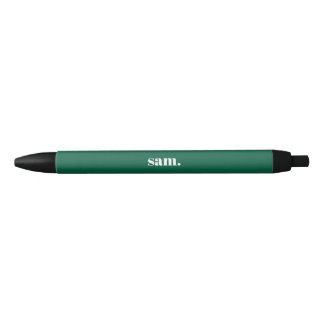 Stylo Noir Minimaliste texte personnalisé gras vert