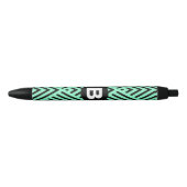 Stylo Noir Mint Green Trendy Chevron Pattern Monogram (Devant)