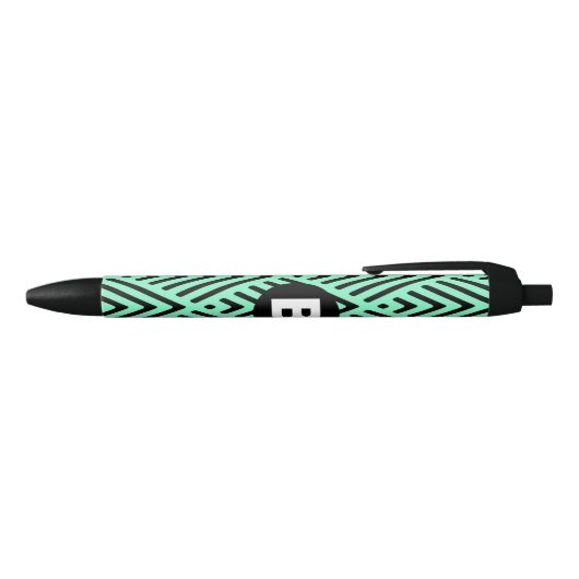 Stylo Noir Mint Green Trendy Chevron Pattern Monogram (Haut)