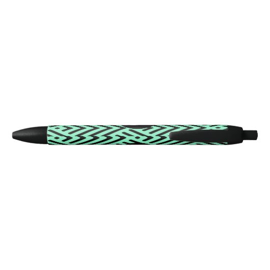 Stylo Noir Mint Green Trendy Chevron Pattern Monogram (Dos)