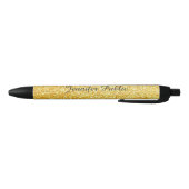 Stylo Noir Modèle de nom de script manuscrit paillettes dorée (Bas)