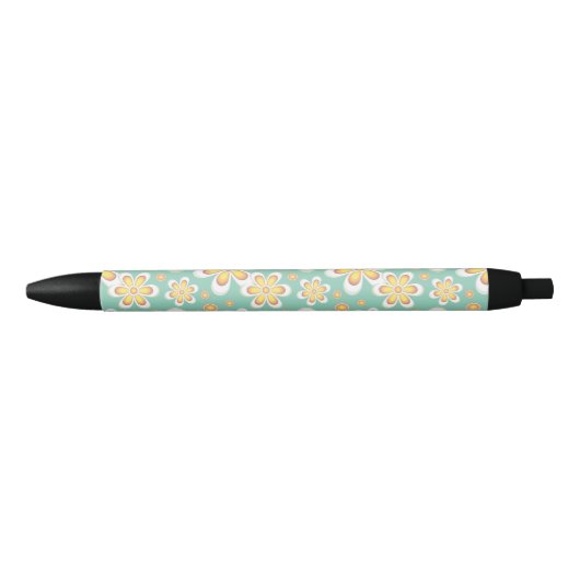 Stylo Noir Modèle floral jaune (Devant)