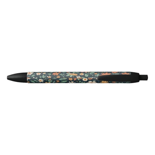 Stylo Noir Modèle floral simple (Dos)
