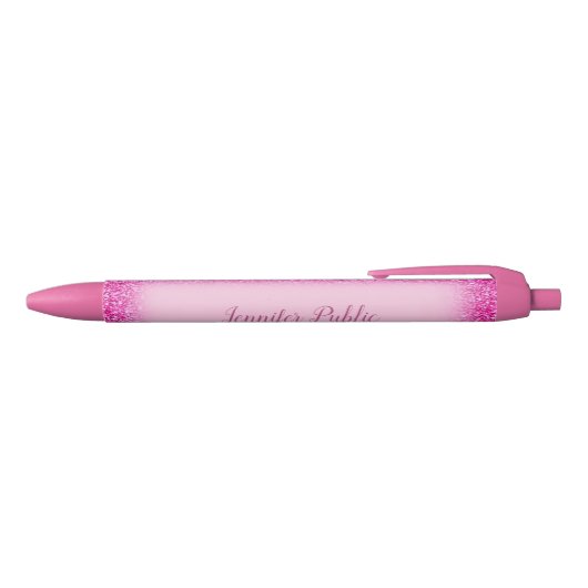 Stylo Noir Modèle personnalisé de script girly rose pailleté (Haut)