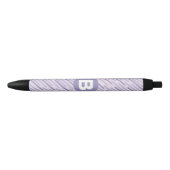 Stylo Noir Modern Lilac Purple Diagonal Stripes Monogram (Devant)