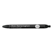 Stylo Noir Modern Minimalist Personalized Name & Logo Black  (Devant)