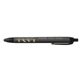 Stylo Noir Modern Monogram Initials Professional Black Gold (Bas)