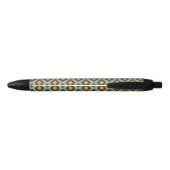 Stylo Noir Moderne jaune bleu d'ikat tribal moderne (Dos)