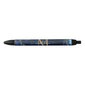 Stylo Noir Moderne Marine Blue Gold Agate Géode Chic Monogram (Devant)