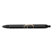 Stylo Noir Moderne Monogramme Initial C & Nom Personnalisé (Devant)