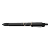 Stylo Noir Moderne Monogramme Initial C & Nom Personnalisé (Bas)