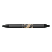 Stylo Noir Moderne Monogramme Initiale S & Nom Personnalisé (Devant)