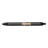 Stylo Noir Moderne Monogramme Initiale T & Nom Personnalisé (Devant)