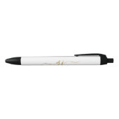 Stylo Noir Moderne Monogramme Or Noir Initiale Nom Script (Haut)