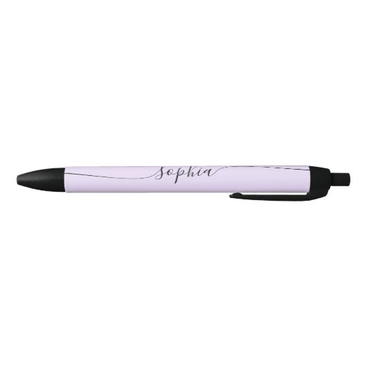 Stylo Noir Moderne Script Calligraphie Pastel Purple (Bas)