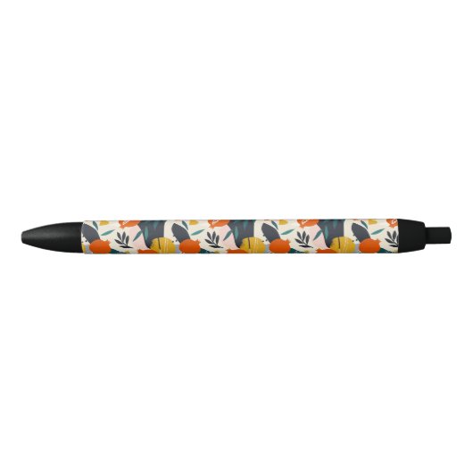 Stylo Noir Moderne tendance Preppy Chic Apricot et Feuille (Devant)