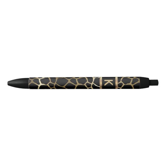 Stylo Noir Monogram Black and Gold Giraffe Pattern (Devant)