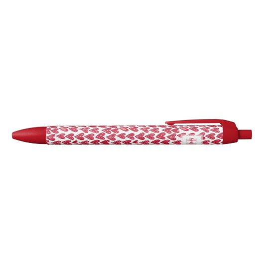 Stylo Noir Monogram Red Valentine Heart Pattern (Haut)