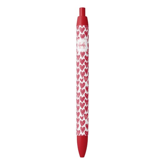 Stylo Noir Monogram Red Valentine Heart Pattern (devant Vertical)