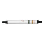 Stylo Noir Monogramme à rayures rétro chic (Devant)
