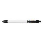 Stylo Noir Monogramme à rayures rétro chic (Dos)
