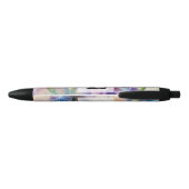 Stylo Noir Monogramme aquarelle florale iris fleurs violettes (Dos)