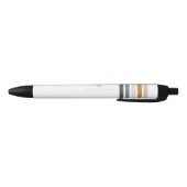 Stylo Noir Monogramme Bandes Rétro Chic  (Bas)